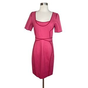 Zac Posen Women's Dress 8 Pink Stretch Sheath Bodycon Structured Darted Fitted